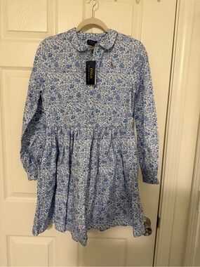 Ralph Lauren Blue Floral Long-Sleeve Girls Dress